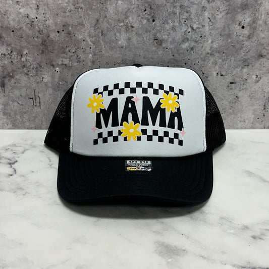 MAMA Checkered with Flowers Trucker Hat
