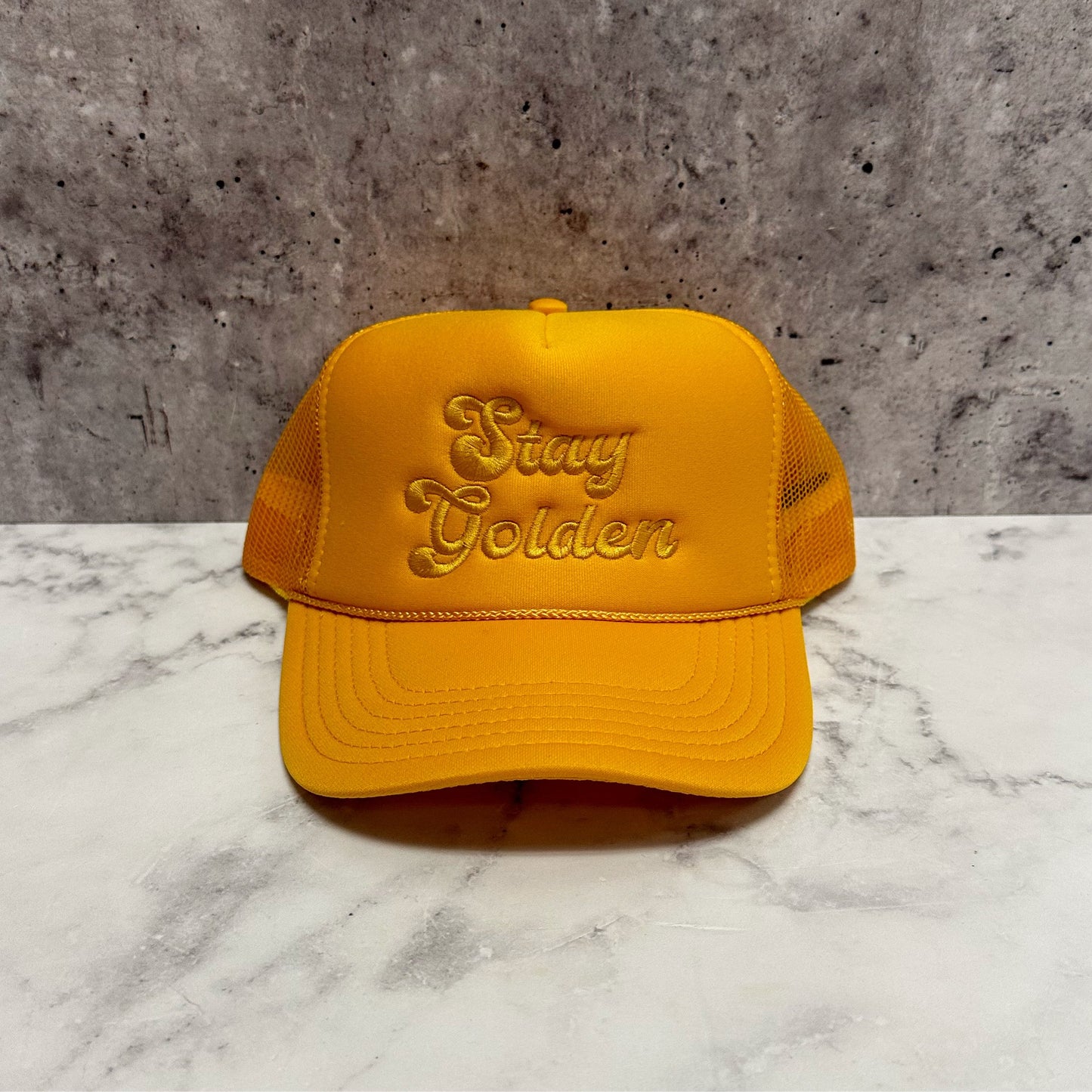 Stay Golden Embroidered Trucker Hat