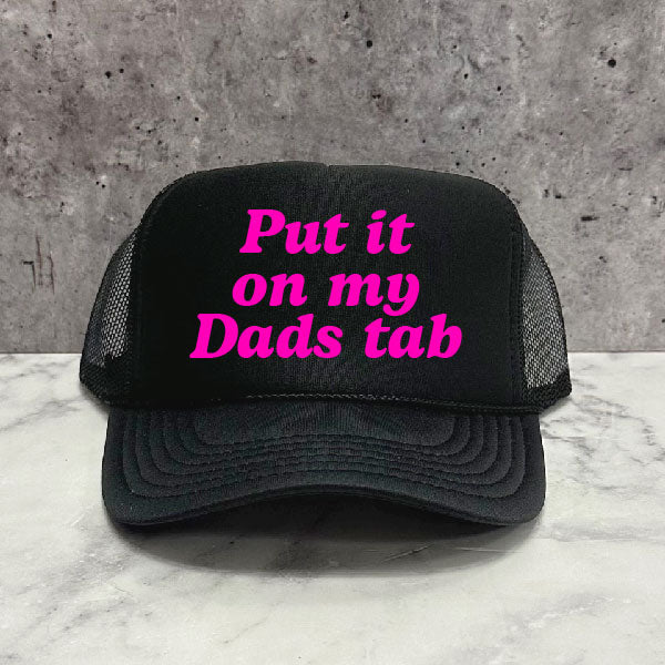 Put it on my Husbands Tab Trucker Hat