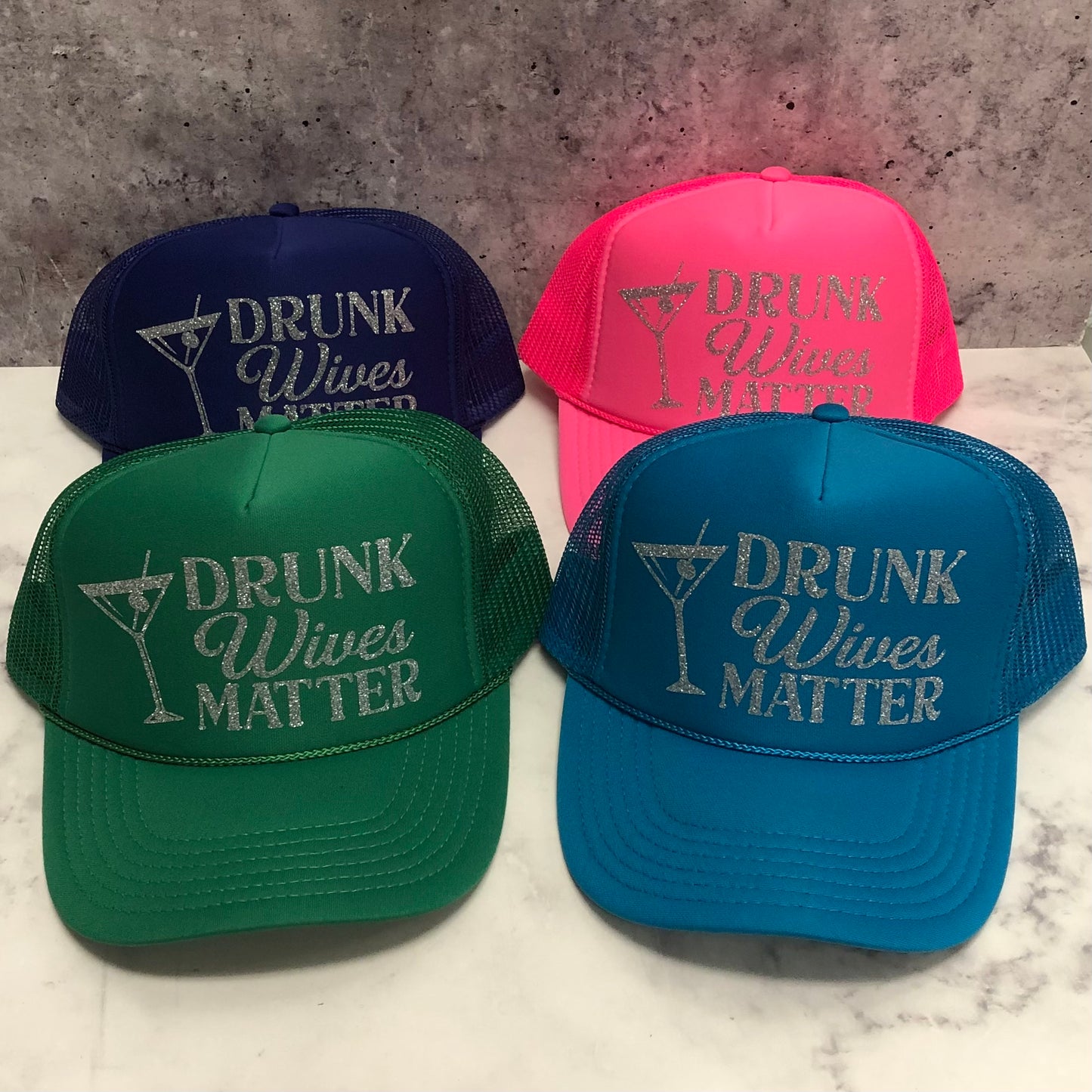 Drunk Wives Matter Martini Glass Trucker Hat
