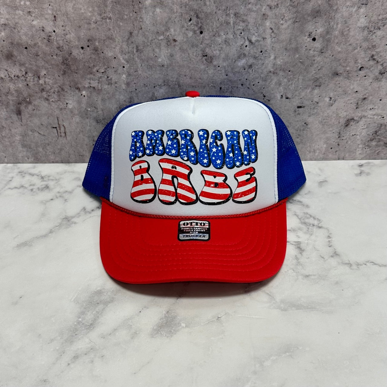 American Babe Print Trucker Hat
