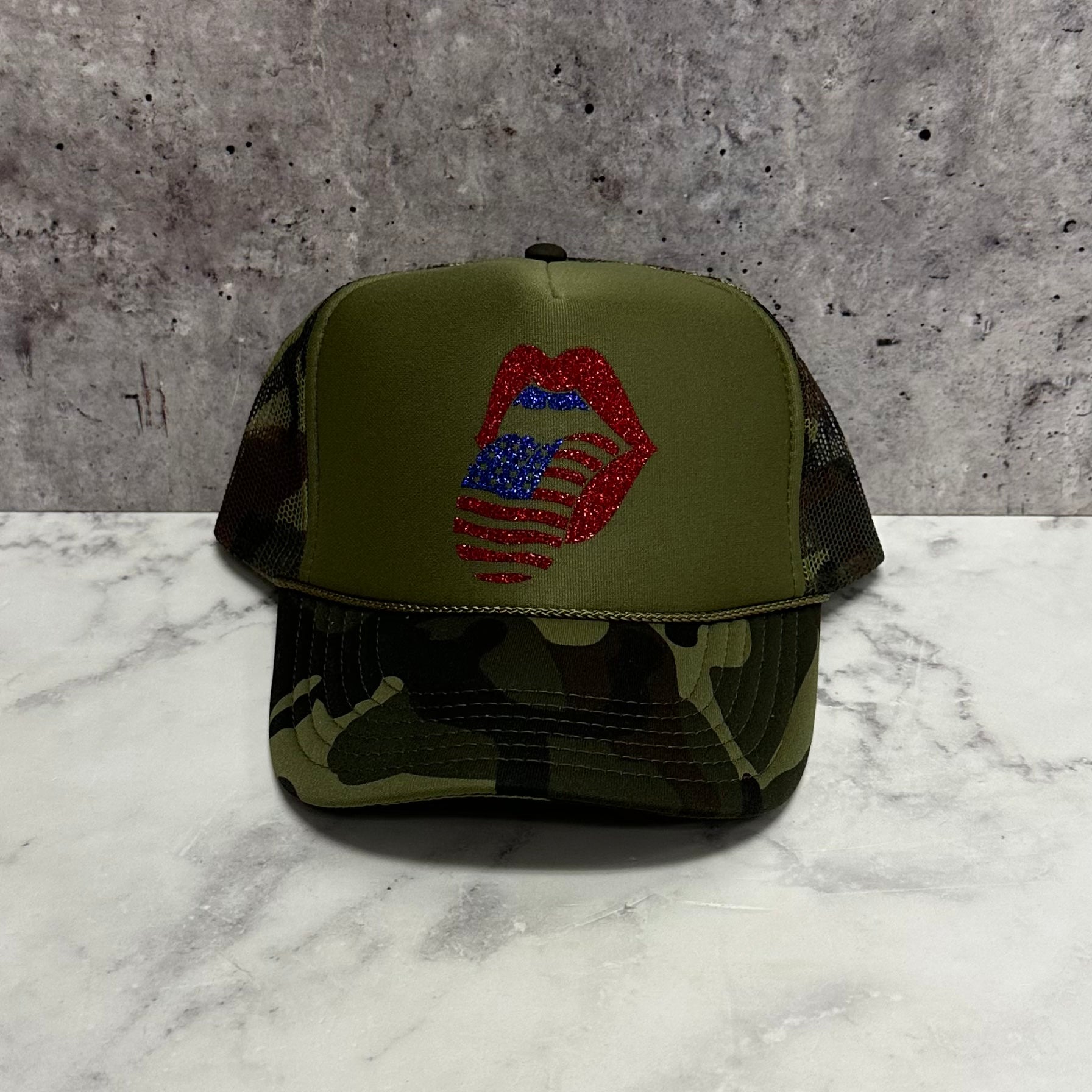 Rollin Stones Lips American Flag