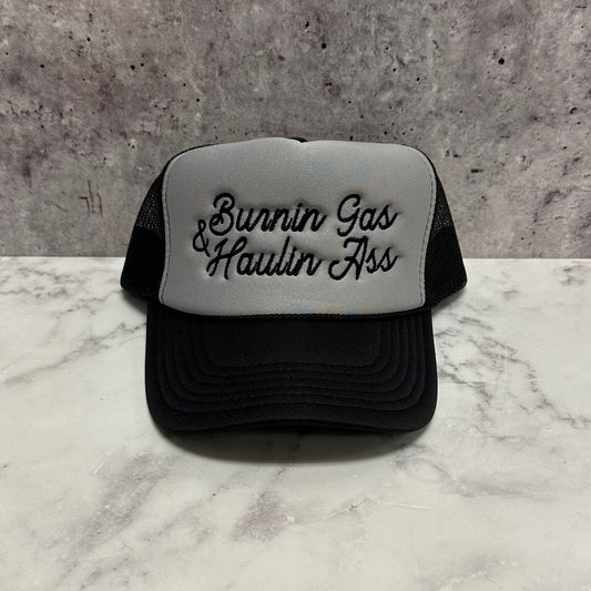 Burn Gas Haulin A** Embroidered Trucker Hat
