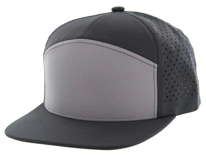 KAMEL 707 - 7 PANEL Hydro Performance Flat Adjustable Snapback Mesh Trucker Cap