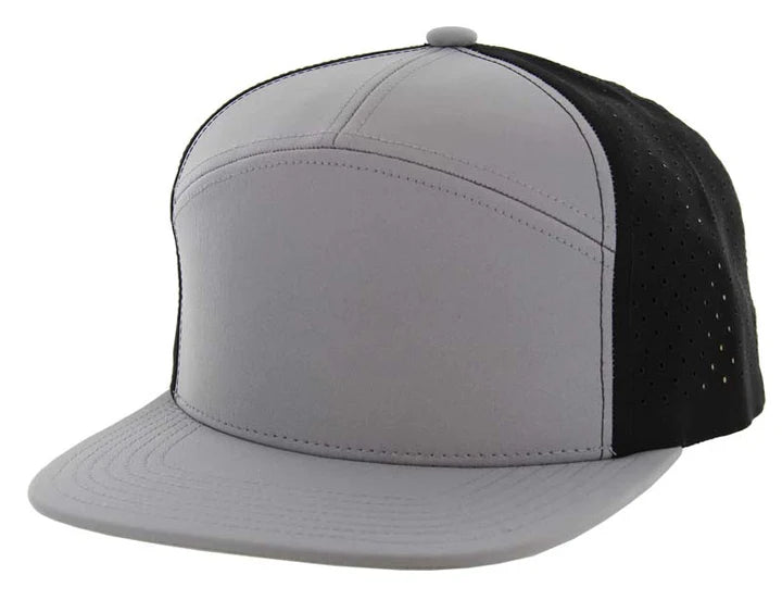 KAMEL 707 - 7 PANEL Hydro Performance Flat Adjustable Snapback Mesh Trucker Cap