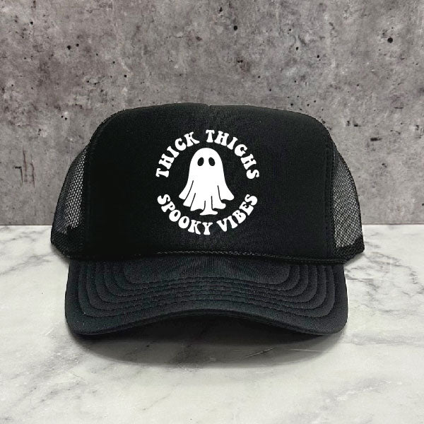 Thick Thighs Spooky Vibes Halloween Trucker Hat