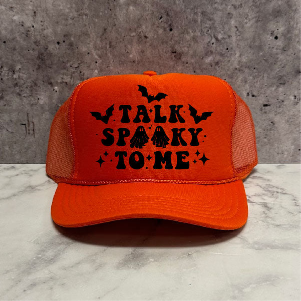 Talk Spooky to me Halloween Trucker Hat