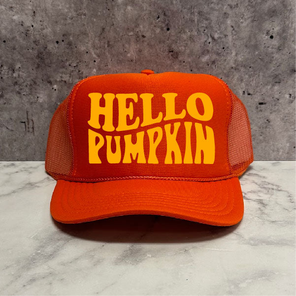 Hello Pumpkin Fall Trucker Hat