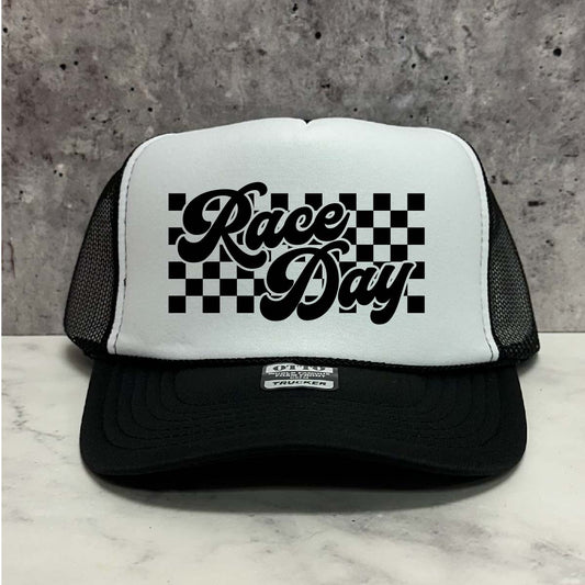 Race Day Checkered Trucker Hat