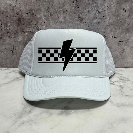 Bolt with Checkered Stripe Trucker Hat