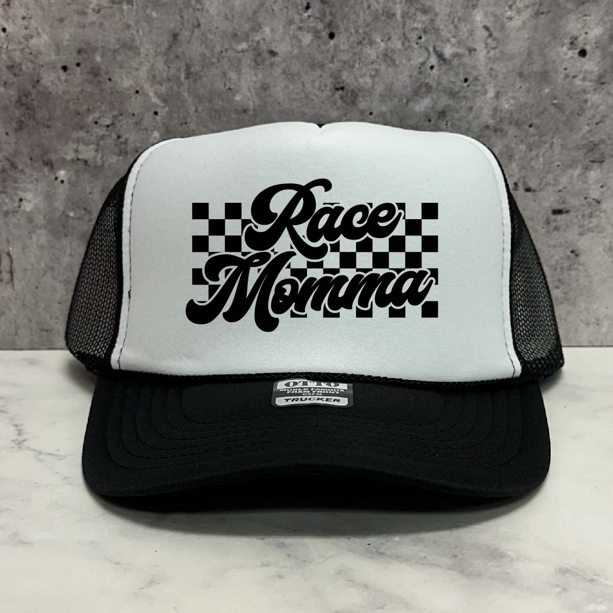 Momo Racing Hat Race Momma Checkered Trucker Hat – Gnarley Graphics
