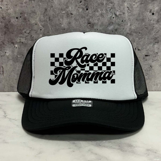 Race Momma Checkered Trucker Hat