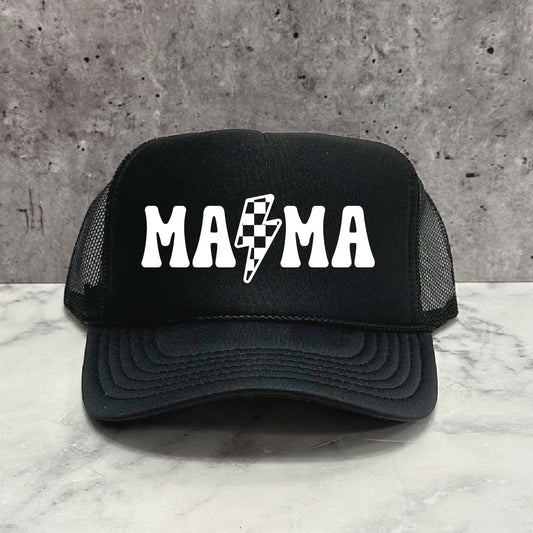 MAMA Groovy Checkered Bolt Trucker Hat