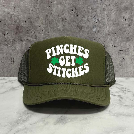 Pinches Get Stitches Stitches Trucker Hat