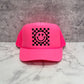 Checkered Smiley Trucker Hat