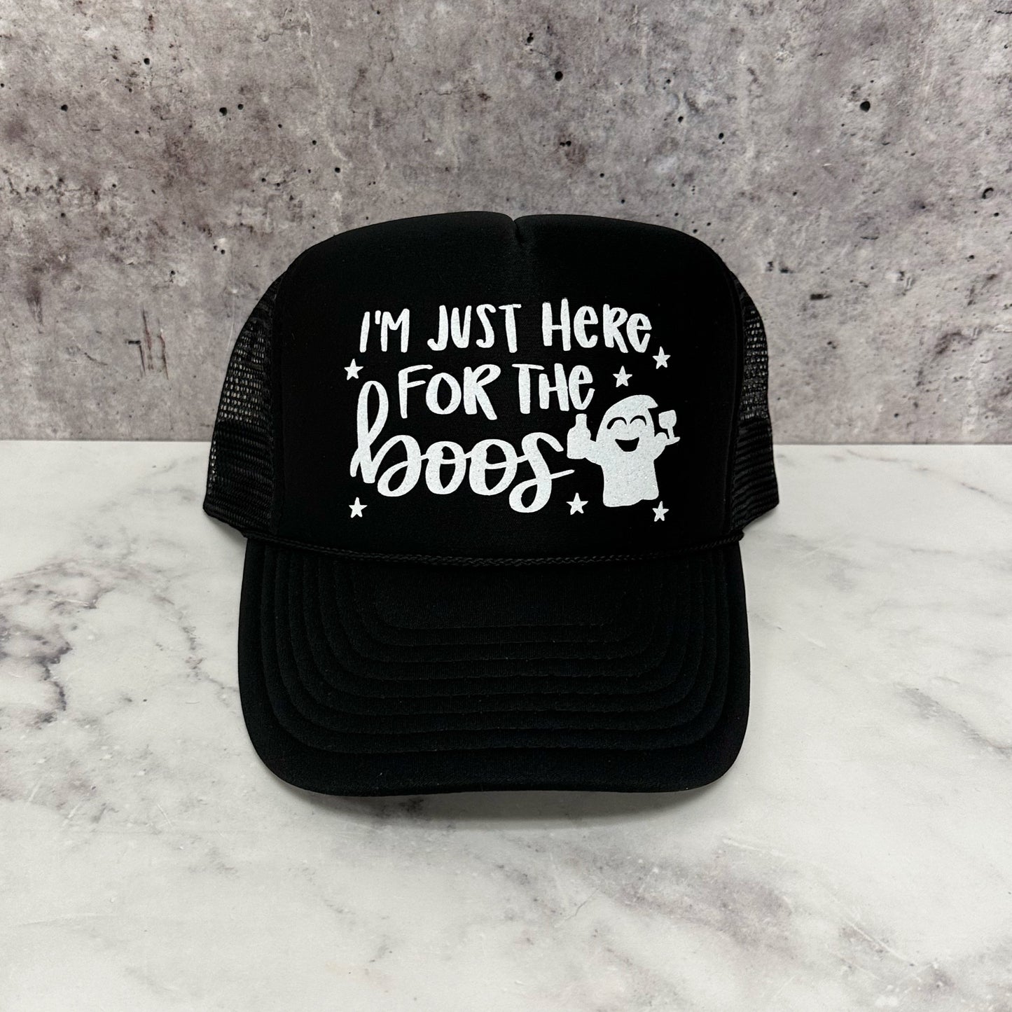 Here For The Boos Halloween Trucker Hat