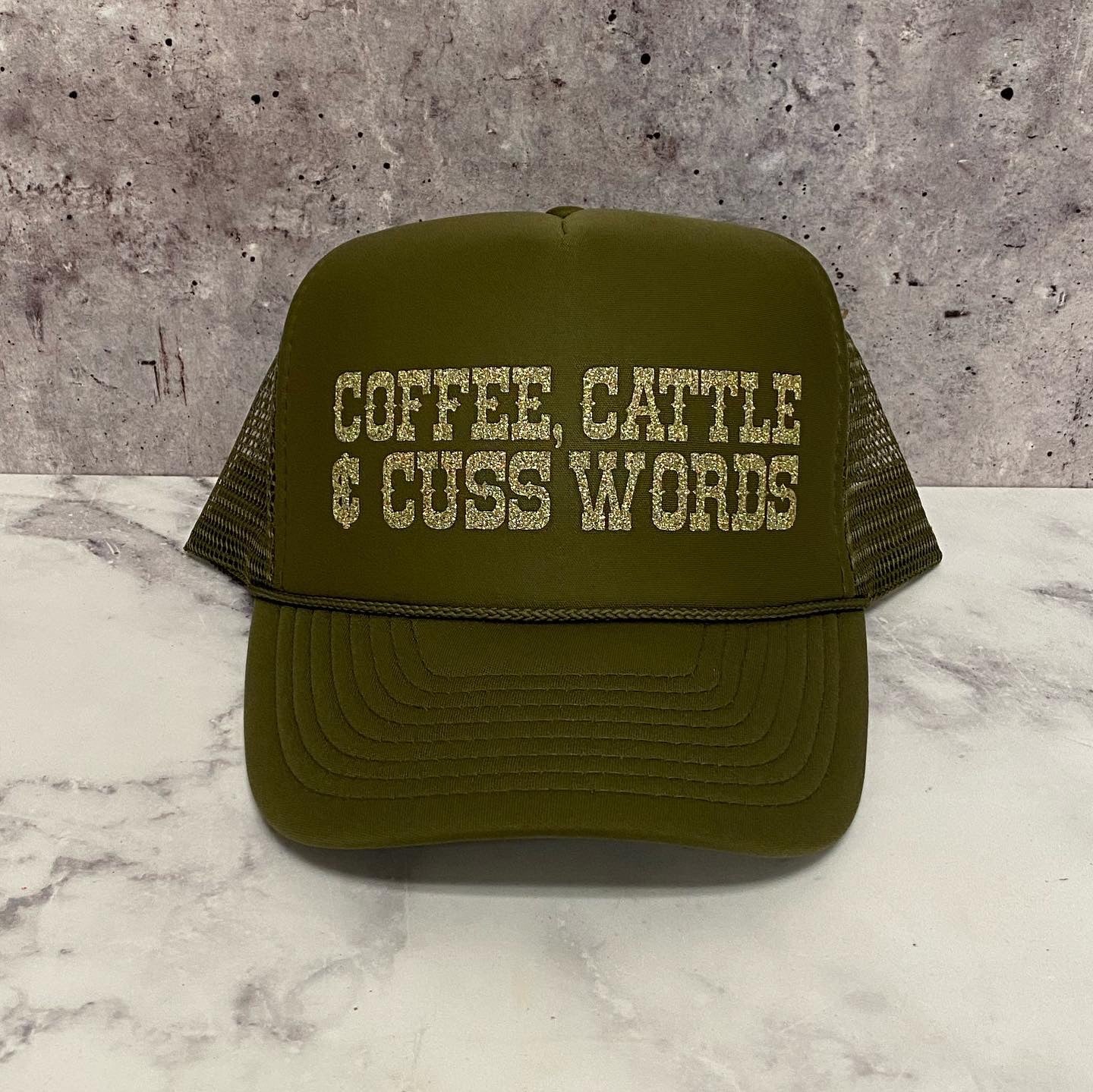 Coffee, Cattle & Cuss Words Trucker Hat