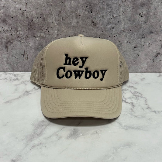 Hey Cowboy Embroidered Trucker Hat