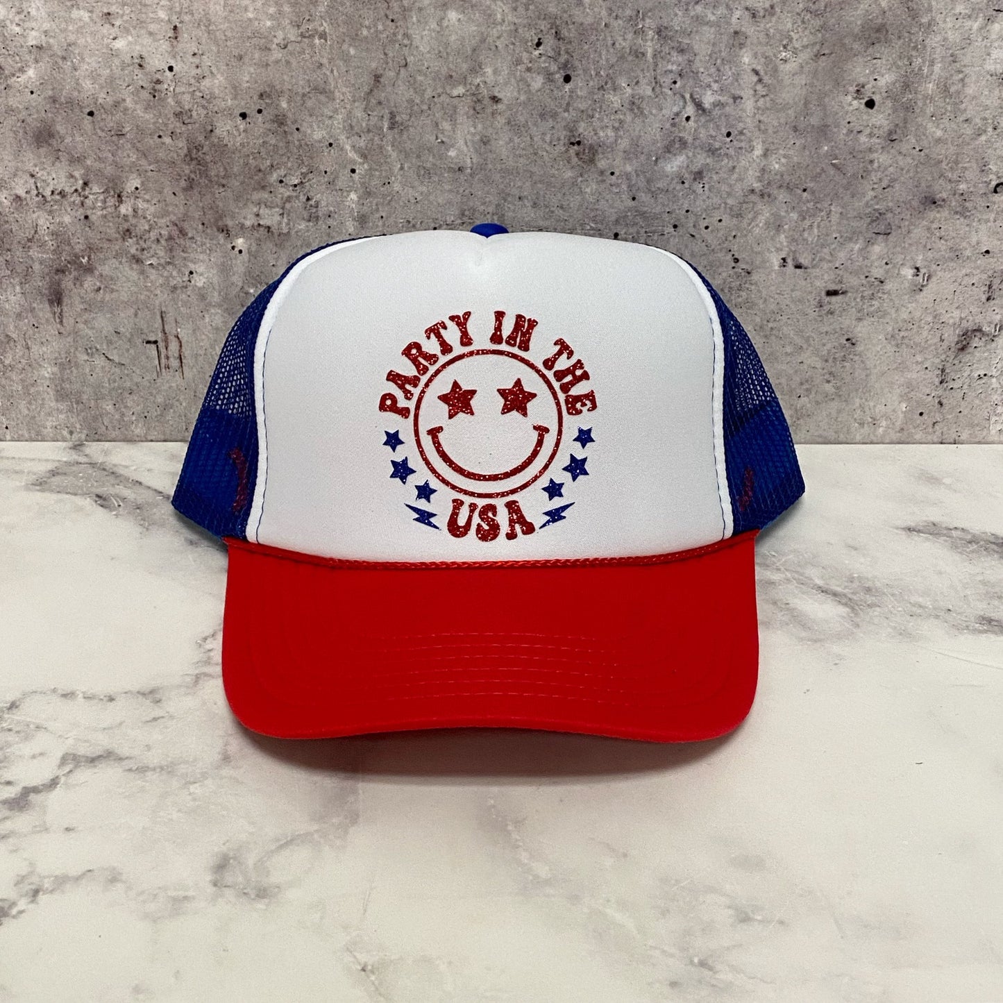 Party in the USA Smiley Trucker Hat