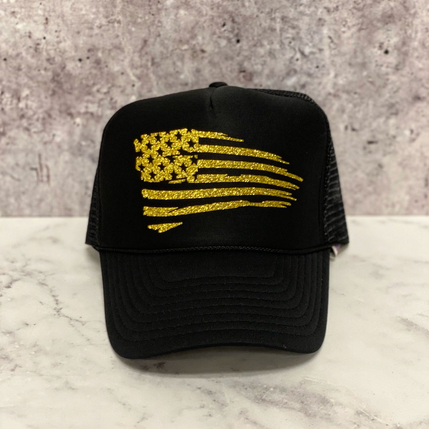 Distressed American Flag Trucker Hat