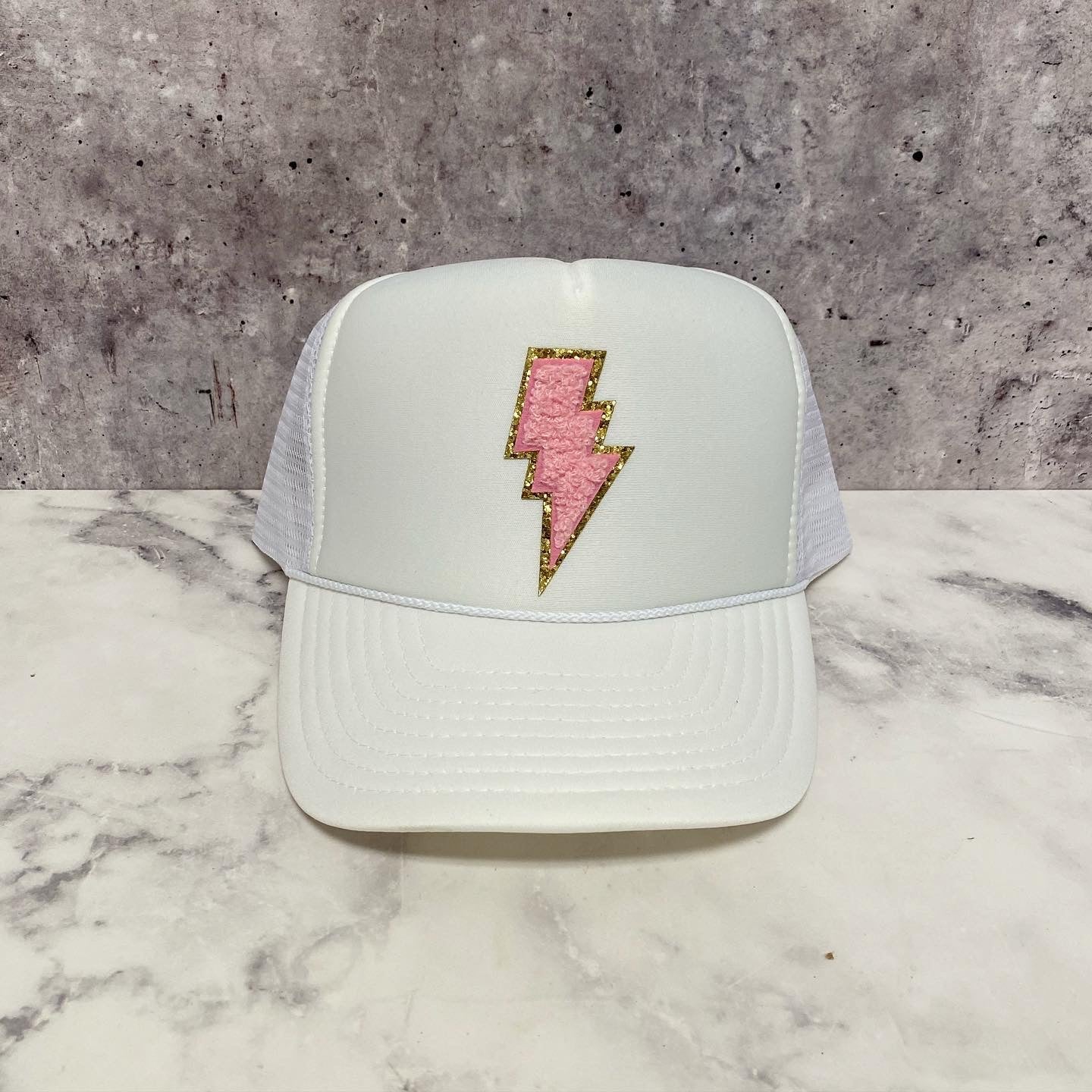 Trucker Hat with Pink Bolt Patch
