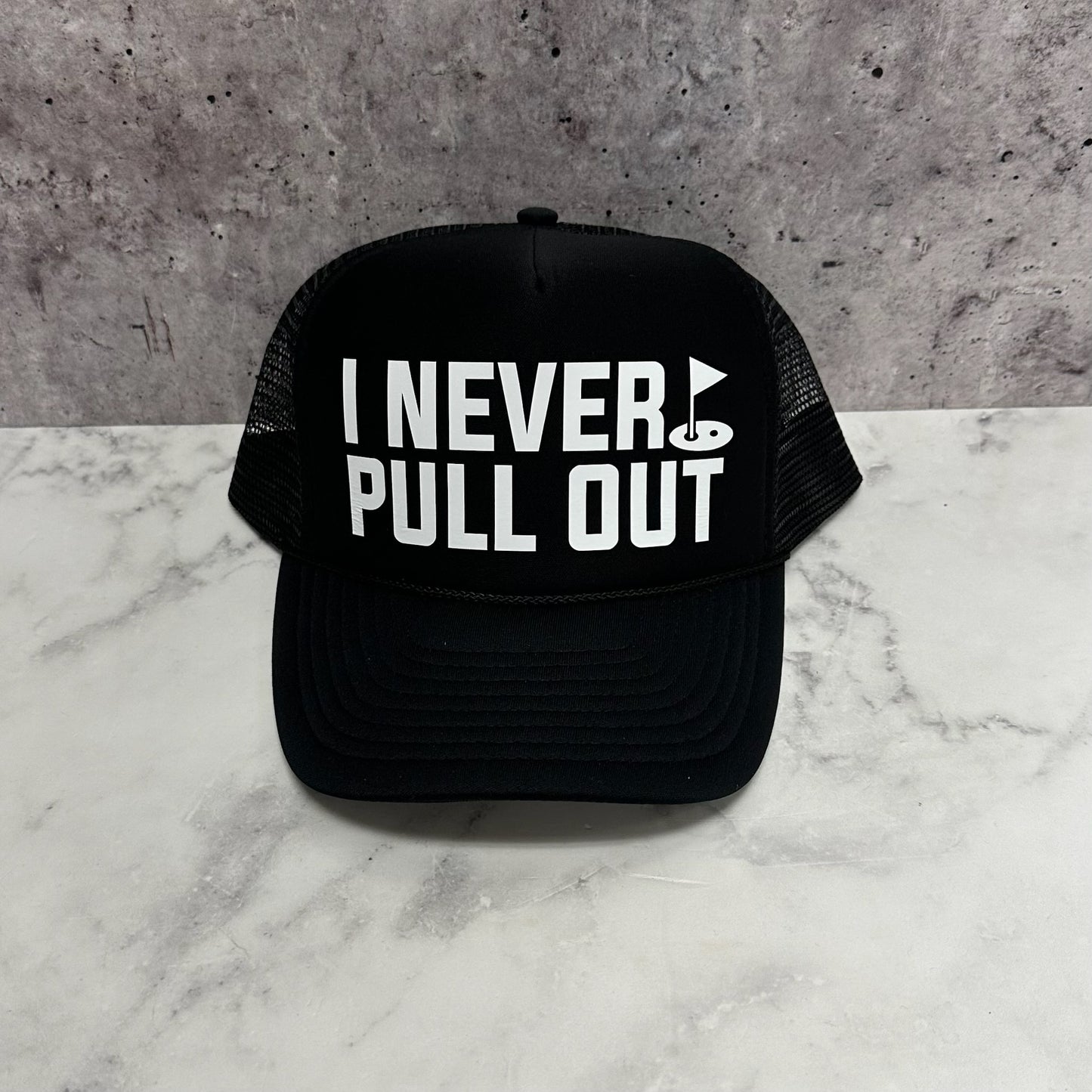 I Never Pull Out Golf Trucker Hat