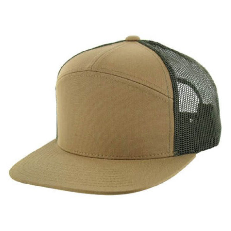 Kamel 707 7 Panel Flat Adjustable Snapback Mesh Trucker Cap