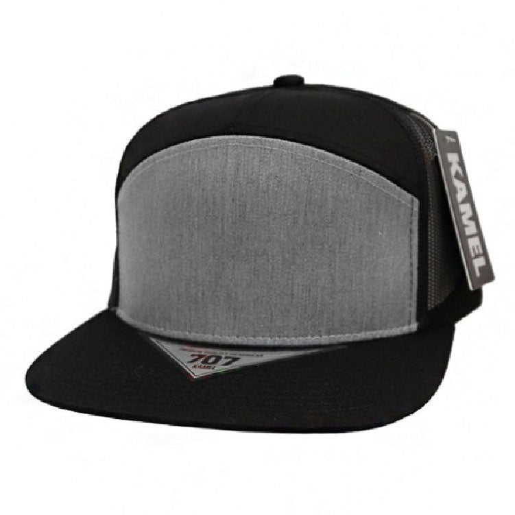 Kamel 707 7 Panel Flat Adjustable Snapback Mesh Trucker Cap