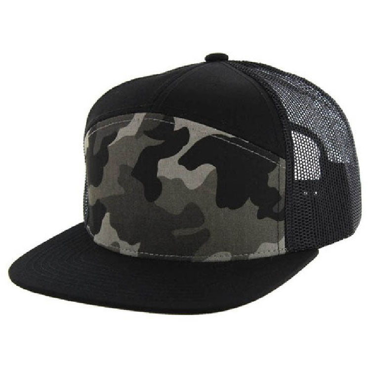 Kamel 707 7 Panel Flat Adjustable Snapback Mesh Trucker Cap